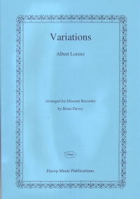 Lorenz Variations Arr Davey Recorder Solo Sheet Music Songbook