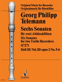 Telemann (6) Sonatas Vol 2 Op2 No 3/4 Recorder Sheet Music Songbook