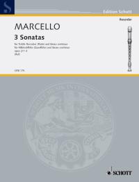 Marcello Sonatas (3) Opii 1-3 Ruf Treble Recorder Sheet Music Songbook
