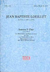 Loeillet Sonata F Treble Recorder Sheet Music Songbook