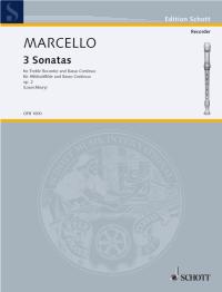 Marcello Sonatas (3) Op2 Recorder Sheet Music Songbook