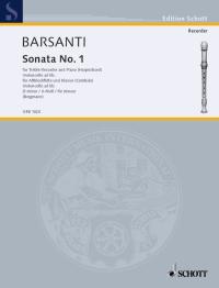 Barsanti Sonata No 1 Dmin 1st & 2nd Movts Recorder Sheet Music Songbook