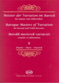 Baroque Masters Of Variation Vol 2 Duets Desc/treb Sheet Music Songbook