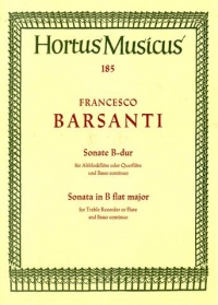 Barsanti Sonata Bb Treble Recorder Sheet Music Songbook