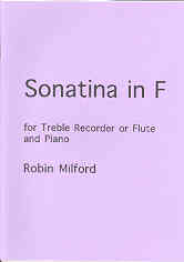 Milford Sonatina F Treble Recorder & Piano Sheet Music Songbook