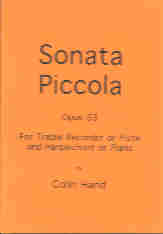 Hand Cantilena (sonata Piccola Op63) Treble Rec Sheet Music Songbook