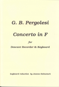 Pergolesi Concerto Fmaj Recorder & Piano Sheet Music Songbook