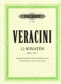 Veracini Sonatas 12 Vol 1 Nos 1 - 3 Recorder Sheet Music Songbook