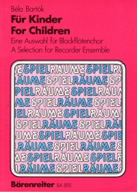 Bartok For Children Recorder Ensemble Sheet Music Songbook
