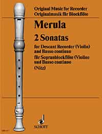 Merula Sonatas (2) Descant Recorder Sheet Music Songbook