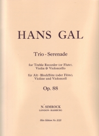 Gal Trio Serenade Op 88 Rec/vln/cello Sc/pts Sheet Music Songbook