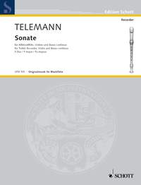 Telemann Sonata F Treble Recorder/violin/bc Sheet Music Songbook