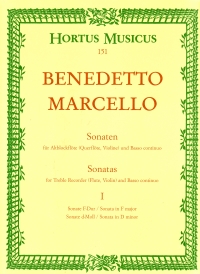 Marcello Sonatas From Op 2 Vol 1 (no 1 F Maj) Sheet Music Songbook