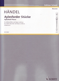Handel Aylesford Pieces Treble Recorder/bc Sheet Music Songbook
