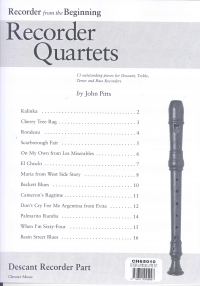 Recorder From The Beginning Quartets Descant Part Sheet Music Songbook