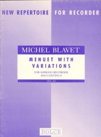 Blavet Menuet With Variations Soprano Recorder Sheet Music Songbook