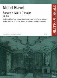 Blavet Sonata D Op3 No 2 Recorder & Piano Sheet Music Songbook