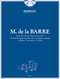 Barre Suite No 9 In G Diexieme Livre Recorder & Pf Sheet Music Songbook