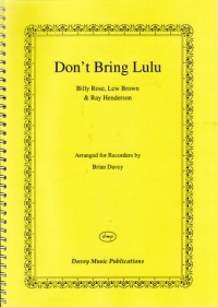 Davey Dont Bring Lulu 5 Recorders & Piano Sheet Music Songbook