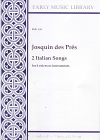 Des Prez 2 Italian Songs 4 Recorders Sheet Music Songbook