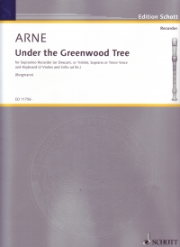 Arne Under The Greenwood Tree Recorders & Piano Sheet Music Songbook