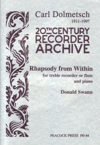 Swann Rhapsody From Within Recorder & Piano Sheet Music Songbook