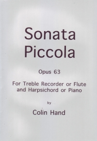 Hand Sonata Piccola Op63 Treble Recorder Sheet Music Songbook