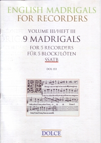 English Madrigals Vol 3   5 Recorders Sheet Music Songbook