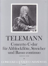 Telemann Concerto C Twv 51:c1 Treb Rec, Strs & Bc Sheet Music Songbook