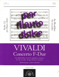 Vivaldi Concerto F Maj Rv442 Recorder & Piano Sheet Music Songbook