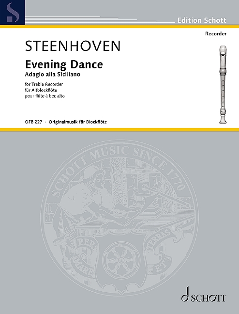 Steenhoven Evening Dance Treble Recorder Sheet Music Songbook