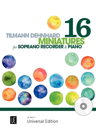 Dehnhard 16 Miniatures Recorder Book & Cd Sheet Music Songbook