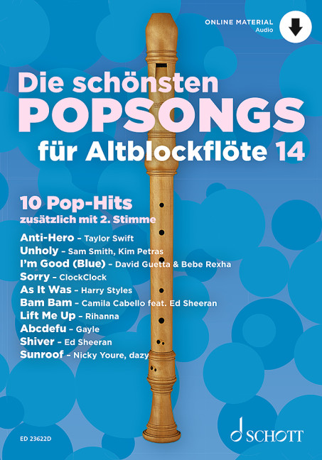 Die Schonsten Popsongs Fur Alt-blockflote Vol. 14 Sheet Music Songbook