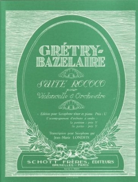 Gretry Suite Rococo Bazelaire Tenor Saxophone&pno Sheet Music Songbook