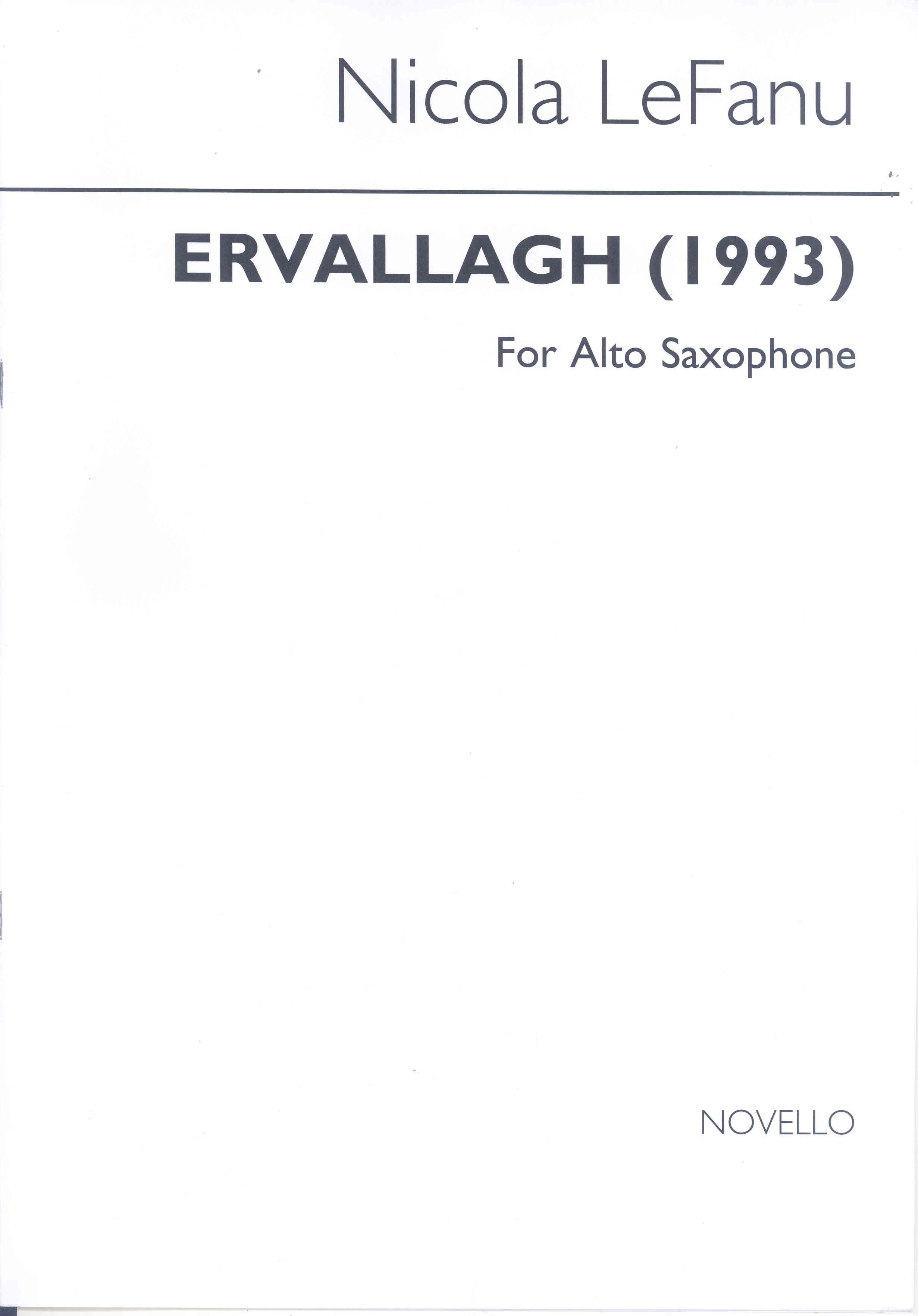 Lefanu Ervallagh Alto Saxophone Sheet Music Songbook