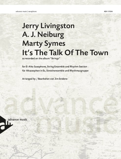 Its The Talk Of The Town Eb Sax, Strings & Rhythm Sheet Music Songbook