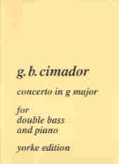 Cimador Concerto G Major Double Bass & Piano Sheet Music Songbook
