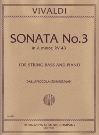 Vivaldi Sonata No 3 A Minor String Bass Sheet Music Songbook
