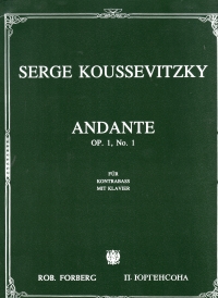 Koussevitzky Andante Op1 No 1 Double Bass Sheet Music Songbook