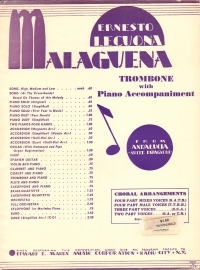 Lecuona Malaguena Trombone Sheet Music Songbook