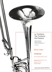 Leduc Andante Bass Trombone & Piano Sheet Music Songbook