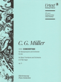 Muller Concertino Eb Op5 Bass Trombone & Orch Red Sheet Music Songbook