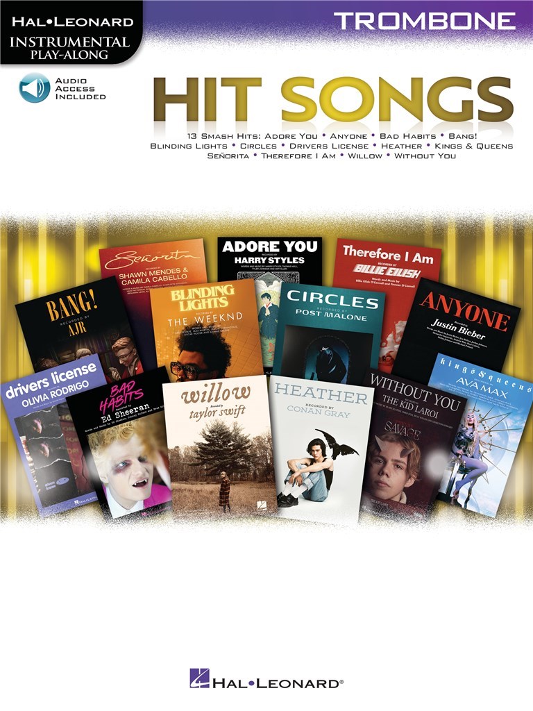 Hit Songs Instrumental Play Along Trombone +online Sheet Music Songbook