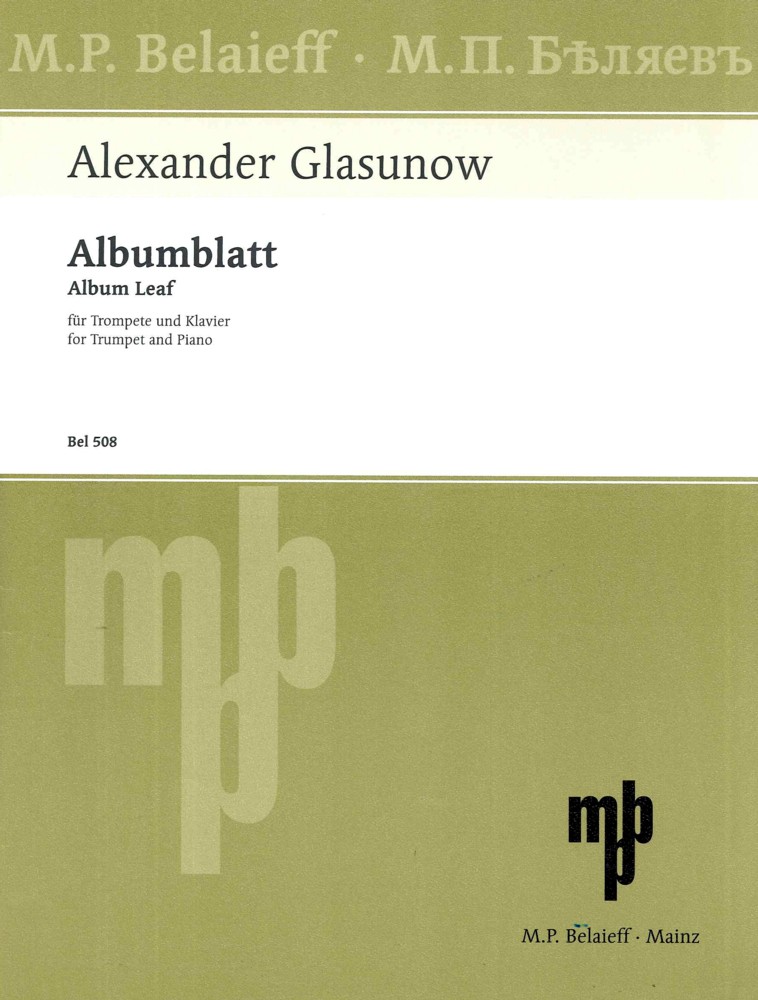 Glazunov Album Leaf Trumpet Sheet Music Songbook