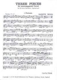 Wood 3 Pieces Unaccompanied Cornet Sheet Music Songbook