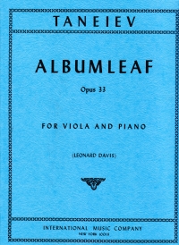 Taneiev Albumleaf Op33 Viola Sheet Music Songbook