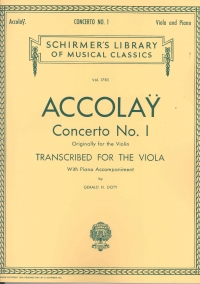 Accolay Concerto No 1 Viola & Piano (doty) Sheet Music Songbook
