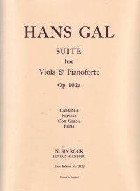 Gal Suite In Bb Major Op 102a Viola & Piano Sheet Music Songbook