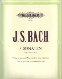 Bach 3 Sonatas Viola Da Gamba & Piano Sheet Music Songbook