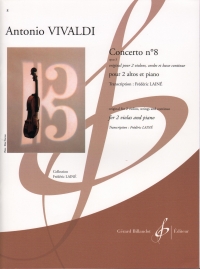 Vivaldi Concerto No 8 Op3 For 2 Violas & Piano Sheet Music Songbook